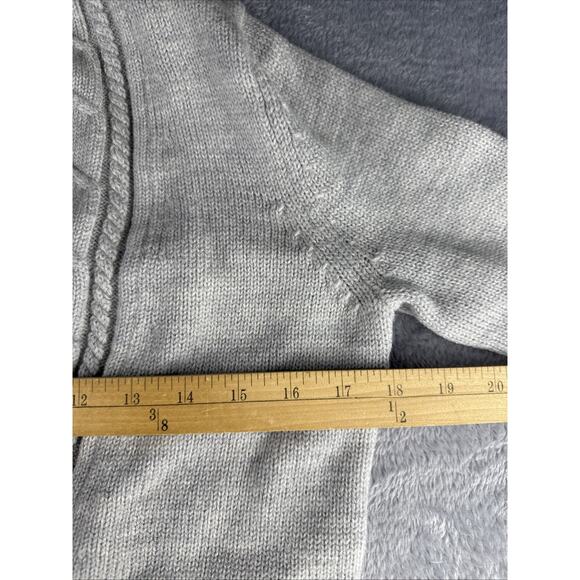 Eddie Bauer Womens Merino Wool Sweater Medium Cable Knit Gray Long Sleeve Preppy - Picture 7 of 8